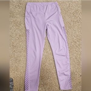 Lavender Leggings with Striped Detail